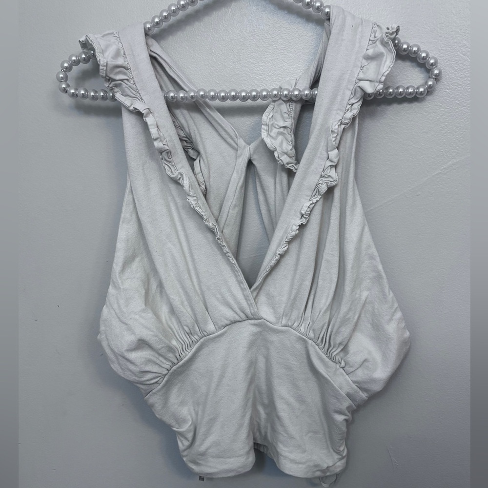 Anthropologie white ruffle tank Blouse Size:XS 100% cotton
